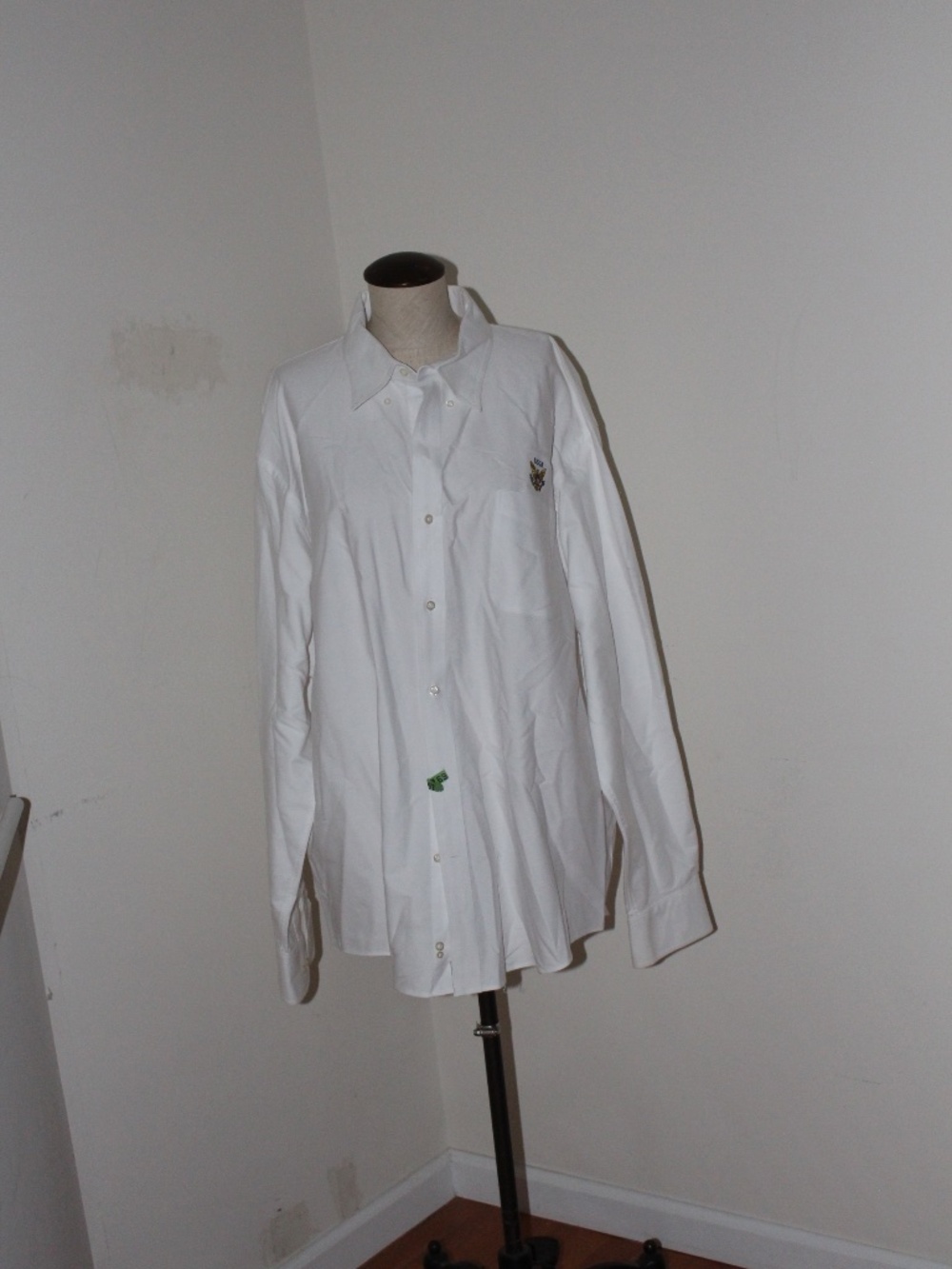 Lands' End , White Long-Sleeve Button-Down Shirt with USGA Logo